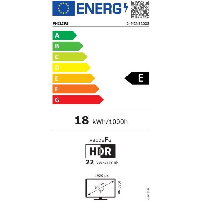 Ecran PC Gamer - Philips -  23,8 - FHD - 180Hz - Dalle Fast IPS - 1ms - 24M2N3200S/00