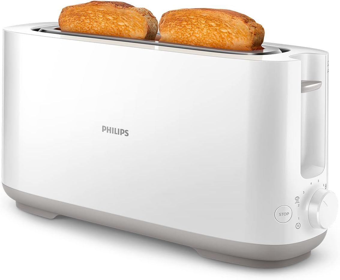 Grille-pain - PHILIPS - HD2590/00 - Collection Daily petit déjeuner - 1 fente longue - 830W - Blanc