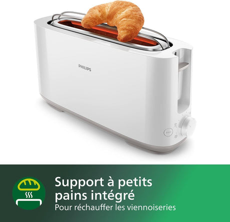 Grille-pain - PHILIPS - HD2590/00 - Collection Daily petit déjeuner - 1 fente longue - 830W - Blanc