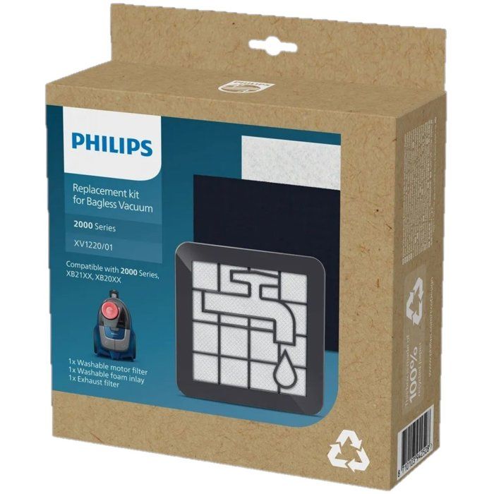 Filtre hepa aspirateur - PHILIPS - XV1220/01 - Kit d'entretien anti-poussiere pour aspirateur sans sac Série 2000