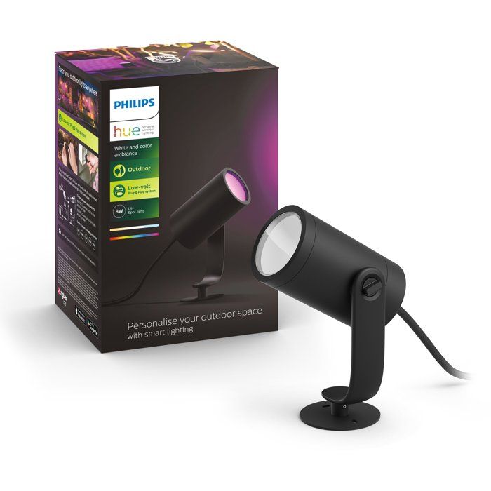 Projecteur de jardin - PHILIPS HUE - Lily - Lumiere blanche et colorée - Noir - Basse tension - Extension - IP67