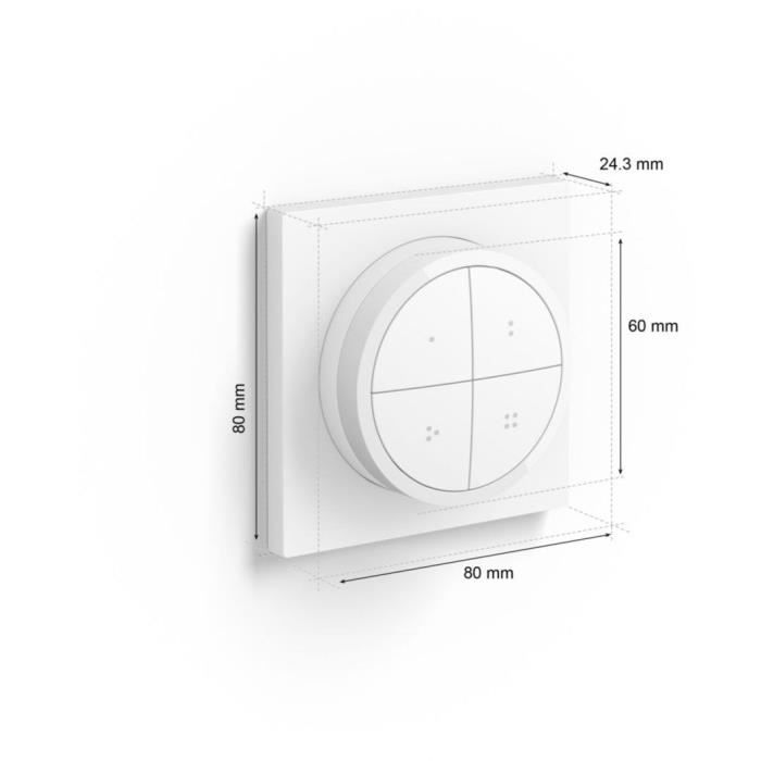 Télécommande Tap Dial Switch - PHILIPS HUE - Blanc - Contrôle plusieurs pieces - Compatible Alexa - Intérieur