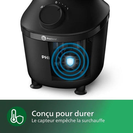 Blender mixeur - PHILIPS - HR2041/41 - Série 3000 avec gourde - 450W -1.9L - Noir