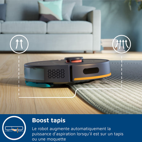 Aspirateur robot laveur avec station - PHILIPS - XU2000/15 - Série 2000 - 6000 Pa - = 66 dB - Bleu nuit