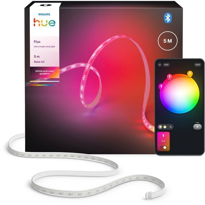 Ruban LED - PHILIPS HUE - Flux ultra lumineux - 5 metres - 4800 lm - Ambiance de couleur intérieur - Ajustable