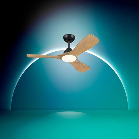 Ventilateur de plafond - Philips - Olas - Pales fixes - Diametre 106 cm - Noir/Bois - LED intégrée + télécommande