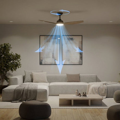 Ventilateur de plafond - Philips - Olas - Pales fixes - Diametre 132 cm - Noir/Bois - LED intégrée + télécommande