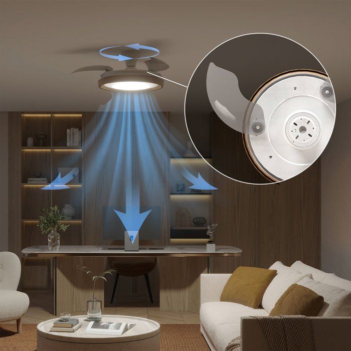 Ventilateur de plafond - Philips - Bliss - Pales rétractables - Diametre 106 cm -Bois - LED intégrée + télécommande