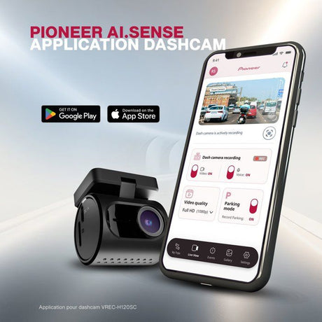 Dash Cam - PIONEER - VREC-H120SC - 1 caméra - 1,5k - Vision 120° - Aplication ai.sense - Noir