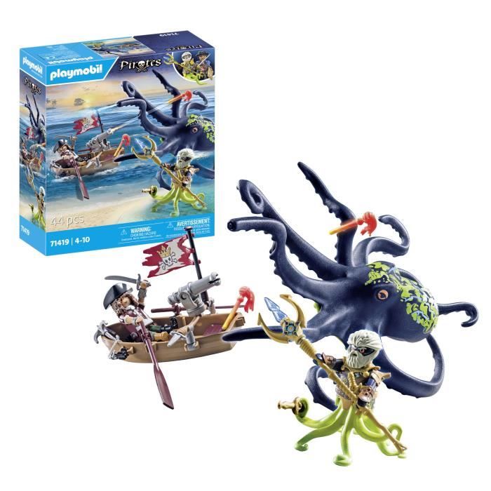 PLAYMOBIL 71419 Pirate avec pieuvre géante, Les Pirates, 44 pieces, Des 4 ans