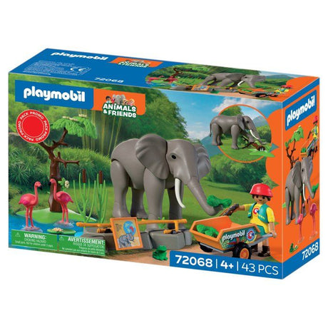 Playmobil 72068 Eléphants et soigneur animalier, My Life, Le Zoo, Promo pack, 43 pieces, Des 4 ans