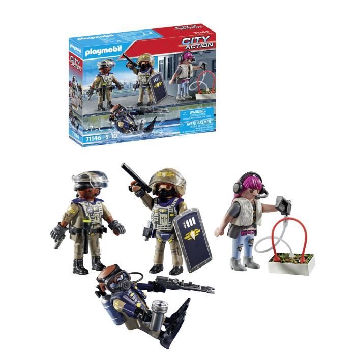 PLAYMOBIL 71146 Equipe des forces spéciales avec bandit, Les policiers, City action, 37 pieces, Des 5 ans