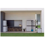 Armoire haute avec étageres - PLASTIKEN - Titanium - 70 x 44 x 176 cm - Beige et Noir