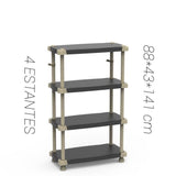 Etagere - PLASTIKEN - Plastique - 88 x 43 x 150 cm - 4 ťtages - Noir