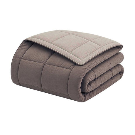CALGARY - Couette Chaude Microfibre 400 gr/m˛ - Taupe & Lin - 140 x 200 cm