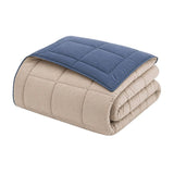 CALGARY - Couette Chaude Microfibre 400gr/m˛ - Pétrole et Mastic - 140 x 200 cm