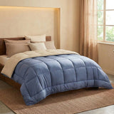 CALGARY - Couette Chaude Microfibre 400gr/m˛ - Pétrole et Mastic - 140 x 200 cm