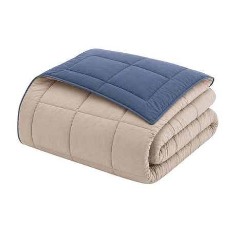 CALGARY - Couette Chaude Microfibre 400gr/m˛ - Pétrole et Mastic - 140 x 200 cm