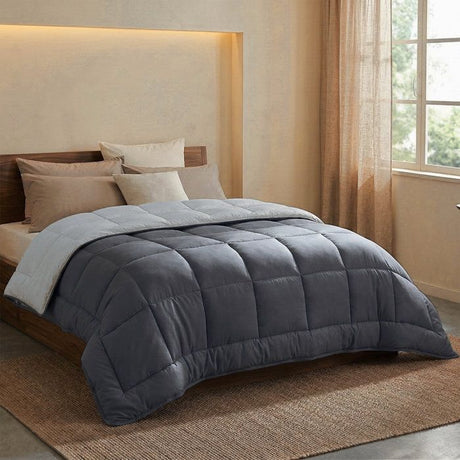 CALGARY - Couette Chaude Microfibre 400gr/m˛ - Gris & Argent - 220 x 240 cm