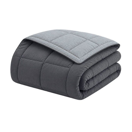 CALGARY - Couette Chaude Microfibre 400gr/m˛ - Gris & Argent - 220 x 240 cm