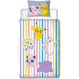 Parure de lit réversible - POKEMON - Pikachu, Mew, Togepi, Jigglypuff & Métamorph - Microfibre - 140 x 200 cm + 1 taie 63 x 63 cm