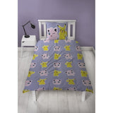 Parure de lit réversible - POKEMON - Pikachu, Mew, Togepi, Jigglypuff & Métamorph - Microfibre - 140 x 200 cm + 1 taie 63 x 63 cm