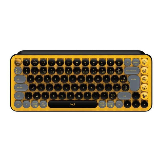 Clavier - Sans fil - Logitech - Pop Keys - AZERTY - Mécanique - Touche Emoji - Jaune