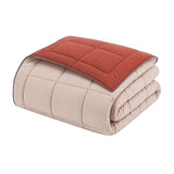 CALGARY - Couette Chaude Microfibre 400gr/m˛ - Gris Galet & Marron Gingembre -220 x 240 cm