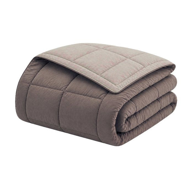 HUDSON - Couette Légere Microfibre - 200gr/m2 - Taupe & Lin 140 x 200 cm