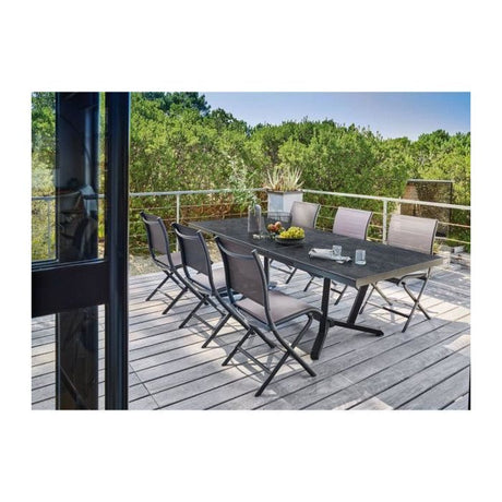 Table de jardin Vita graphite/magma en Aluminium 180/230/280 x100 cm - plateau Kedra