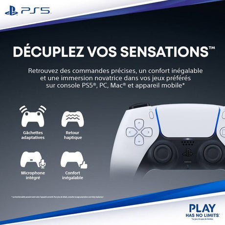 Manette sans fil DualSense™ - Sterling Silver I PS5 et PC