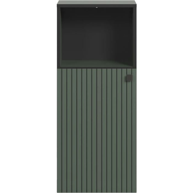 Meuble de salle de bain -  Rangement bas - Décor vert sauge et noir - L40 x H95 x P31cm - PURE BLISS