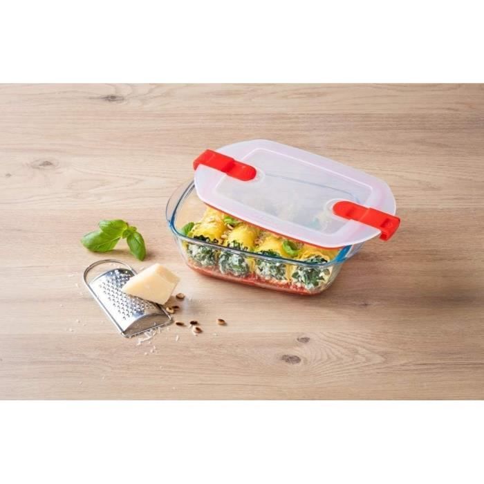 Boîte rectangulaire avec couvercle - PYREX - 1451023 - 17 x 10 cm - 400 ml - Cook & Heat - Base en verre borosilicate