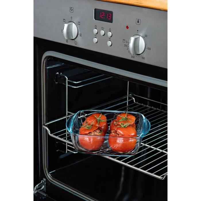 Lot de 3 lunch box - PYREX - Cook & Heat - Verre - Carré - Couvercle a valves vapeur spécial micro-onde - 1 L