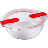 Lot de 3 lunch box - PYREX - Cook & Heat - Verre - Rond - Couvercle a valves vapeur spécial micro-onde - 1,1 L