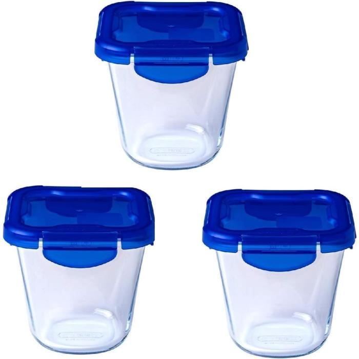 Lot de 3 Boîtes de conservation Pasta Box - PYREX - Cook&Go - Verre - Couvercle étanche - 12x12 cm - 0,8 L