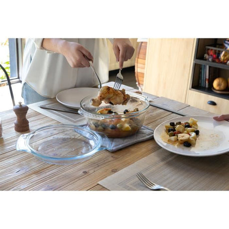 Lot de 2 cocottes - PYREX - Verre - Rond - 1,6 L