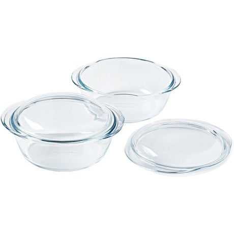 Lot de 2 cocottes - PYREX - Verre - Rond - 1,6 L