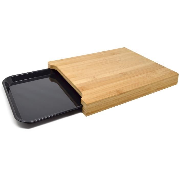 Planche a découper en bambou - JOCCA - Plateau en plastique - 36 x 27,5 x 4 cm - Naturel et noir