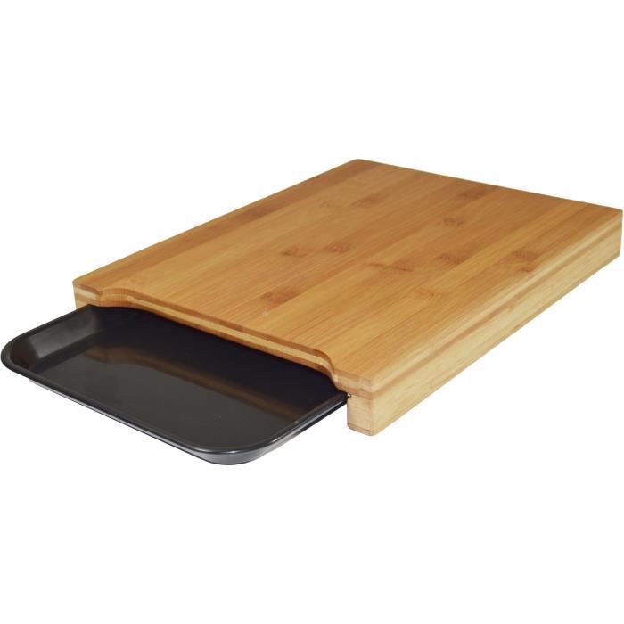 Planche a découper en bambou - JOCCA - Plateau en plastique - 36 x 27,5 x 4 cm - Naturel et noir
