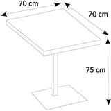 Table a manger seule QUADRATO - 4 personnes - Mélaminé chene et noir - L70 x H75 x P70 cm