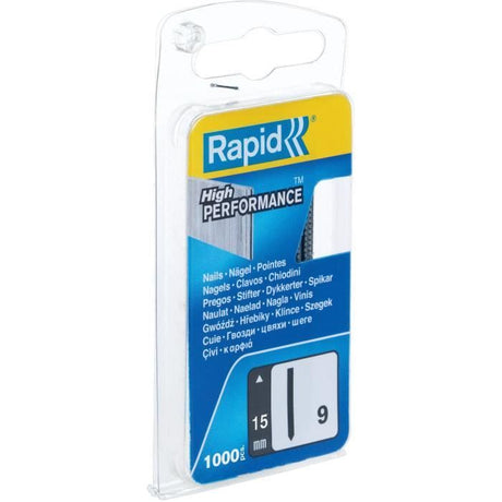 Clous acier galvanisé (Sans tete) - RAPID - n°9/15mm - Pour la menuiserie - Clou presque invisible - Blister 1000 - (40109538)