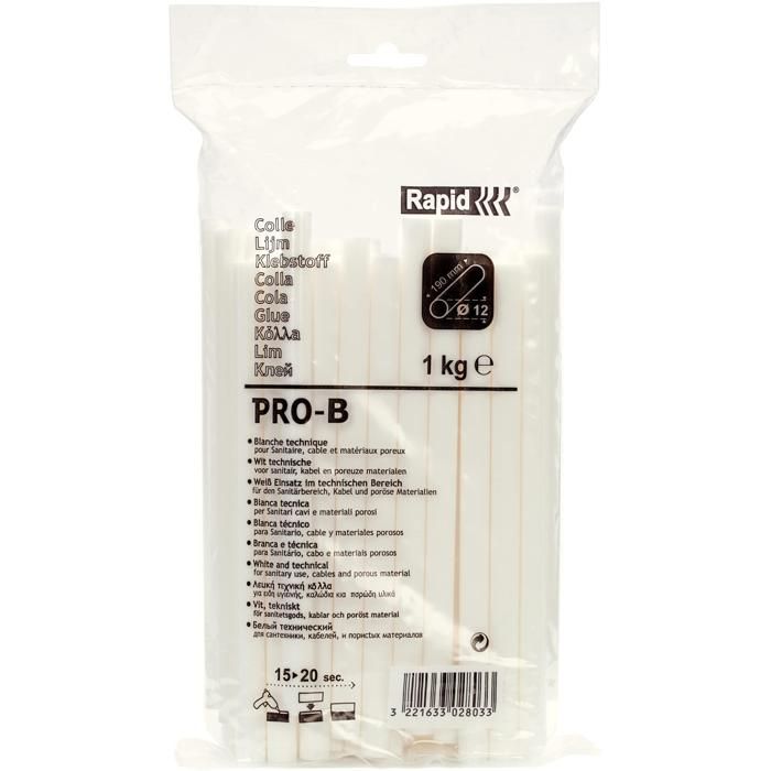 Bâton de colle - RAPID - 40302803 - 12 mm - 1 kg - Colle technique blanche