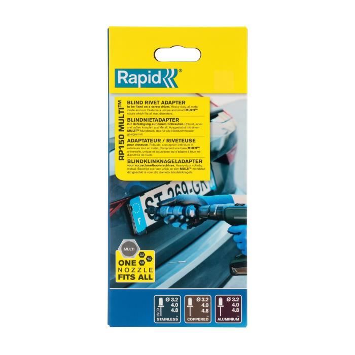 Adaptateur rivets - RAPID - RP150 Multi - Pour rivets aluminuim et acier inoxydable pour visseuse - Boîte - (5001484)