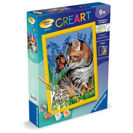 CreArt Kids 18x24cmChat et son compagnon le papillon, Kit de peinture par numéros Numéro d'Art,, Des 9 ans, 25813, Ravensburger