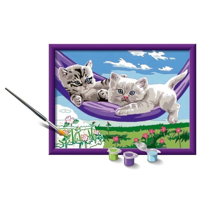 CreArt Kids 18x24cm Chatons dans le hamac, Kit de peinture par numéros Numéro d'Art, Des 9 ans, 25828, Ravensburger