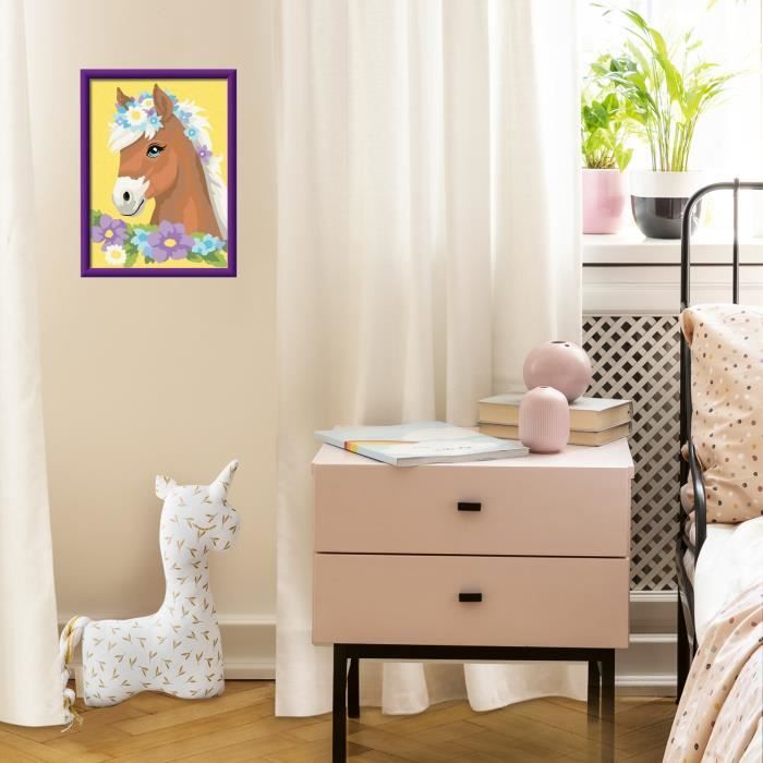 CreArt Kids 18x24cm Cheval fleuri, Kit de peinture par numéros Numéro d'Art, Des 7 ans, 25906, Ravensburger