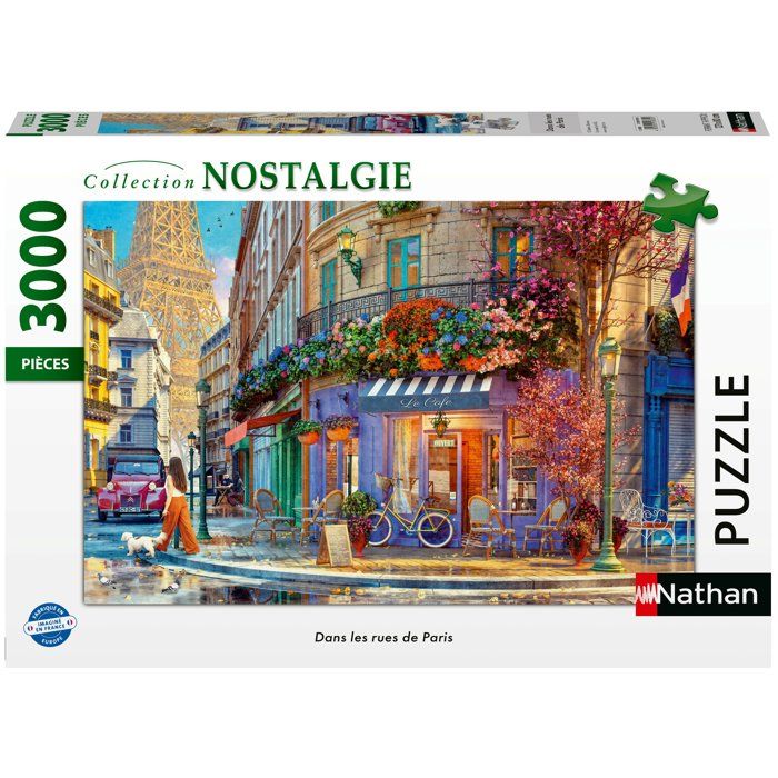 Nathan-Puzzle 3000 pieces Dans les rues de Paris-des 14 ans-Pz qualité supérieure-Encastrement parfait-Collection Nostalgie-12001870