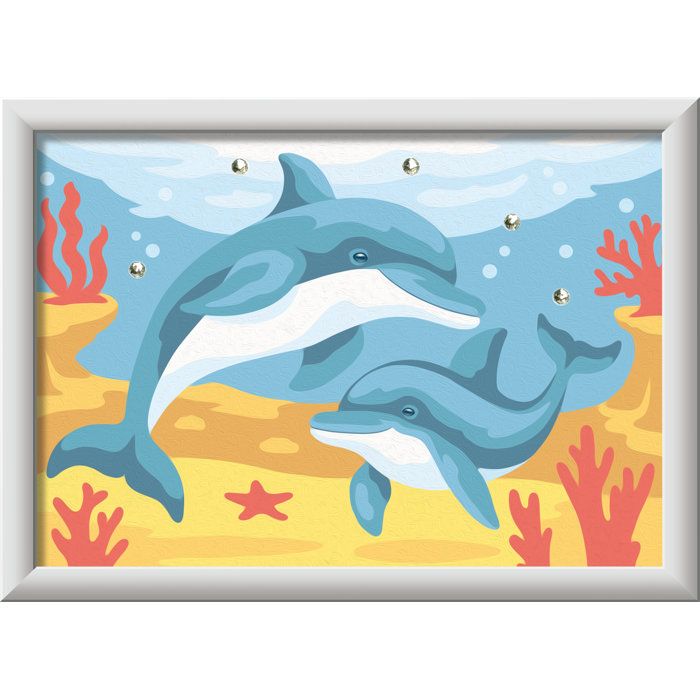 Ravensburger – CreArt Kids 13x18cm – Numéro d'Art – Dauphins et coraux – Kit de peinture par numéros – Des 7 ans – 12023220