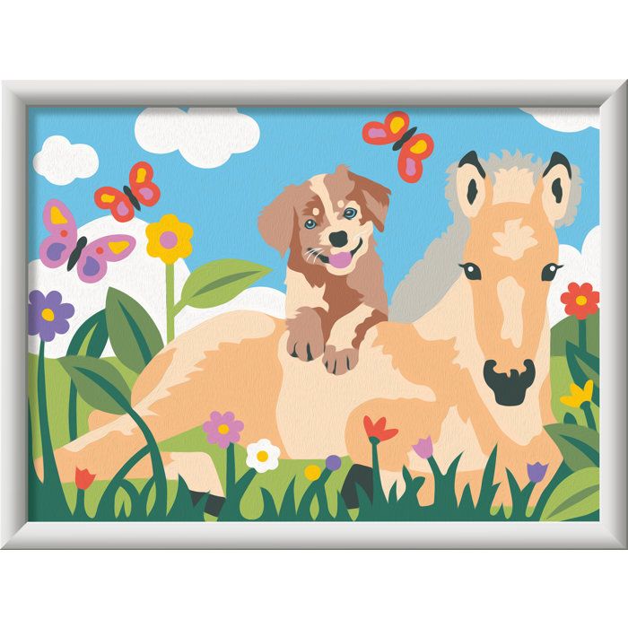 Ravensburger – CreArt Kids 18x24cm – Numéro d'Art – Cheval & Chien – Kit de peinture par numéros – Des 7 ans – 12023228
